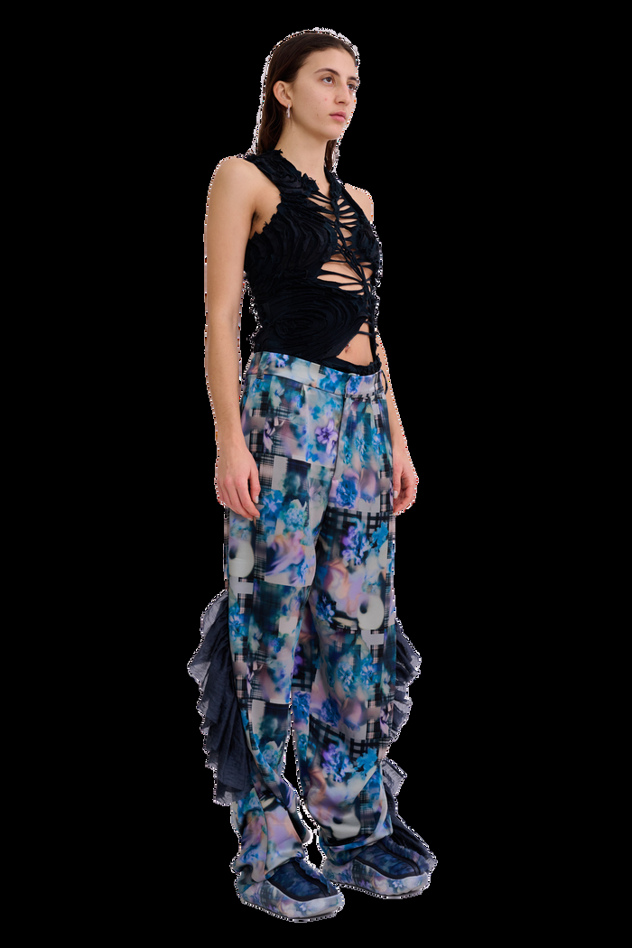 Collina Strada NAVY GARDEN BLUR DANTE RUFFLE TROUSER SMALL