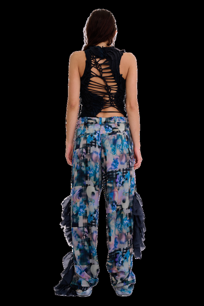 Collina Strada NAVY GARDEN BLUR DANTE RUFFLE TROUSER SMALL