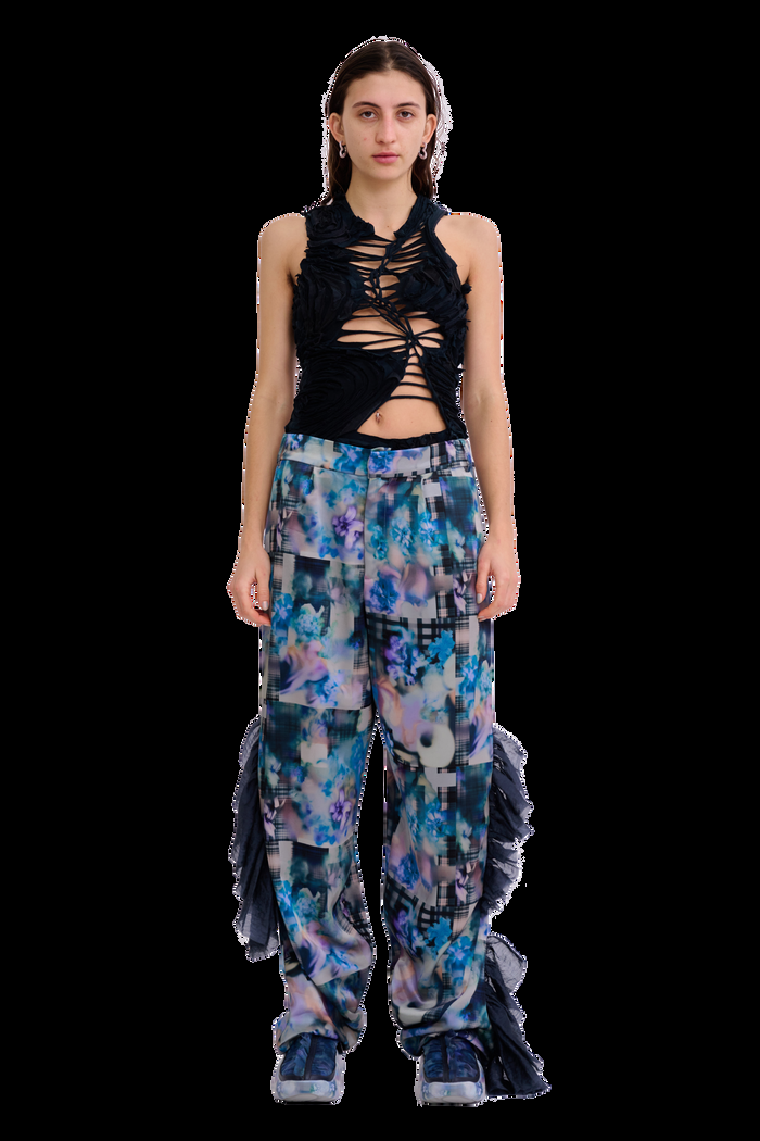 collina strada NAVY GARDEN BLUR DANTE RUFFLE TROUSER SMALL