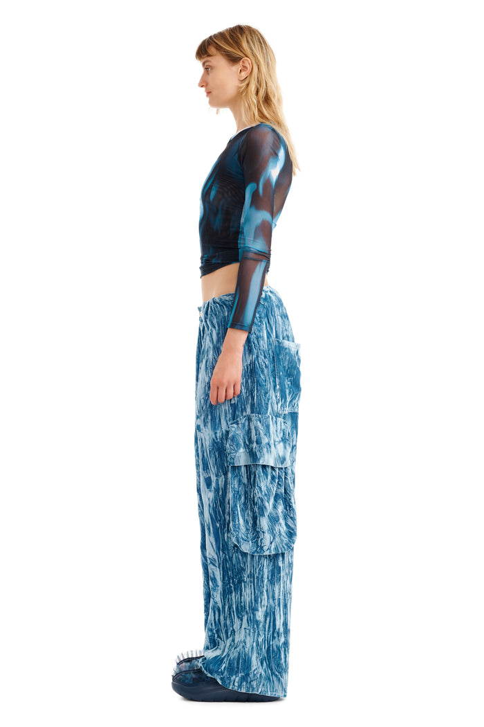 Collina Strada NAVY MELTING BLOOM CARDIO CREW NECK SMALL