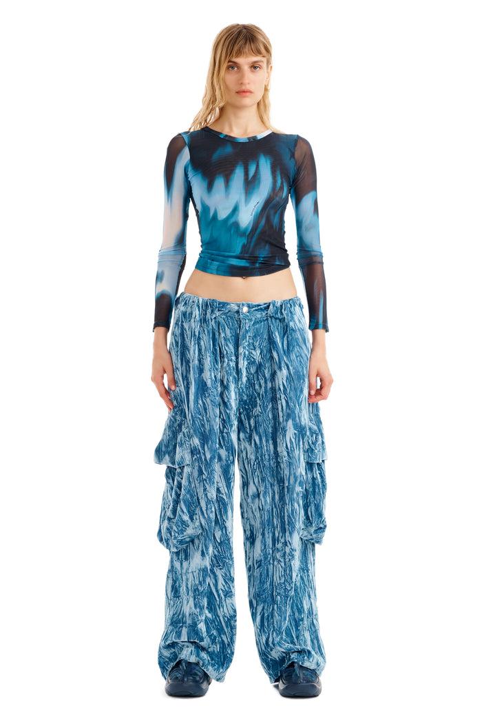 collina strada NAVY MELTING BLOOM CARDIO CREW NECK SMALL