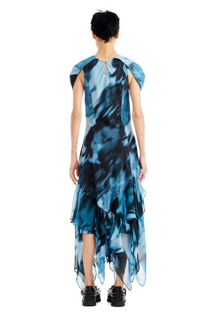 Collina Strada NAVY MELTING BLOOM HILLARY DRESS X SMALL