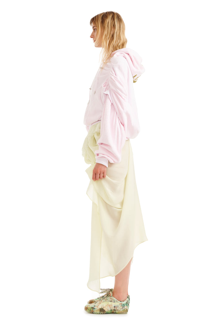 Collina Strada PINK DAISY EVA DRAPED HOODIE X SMALL