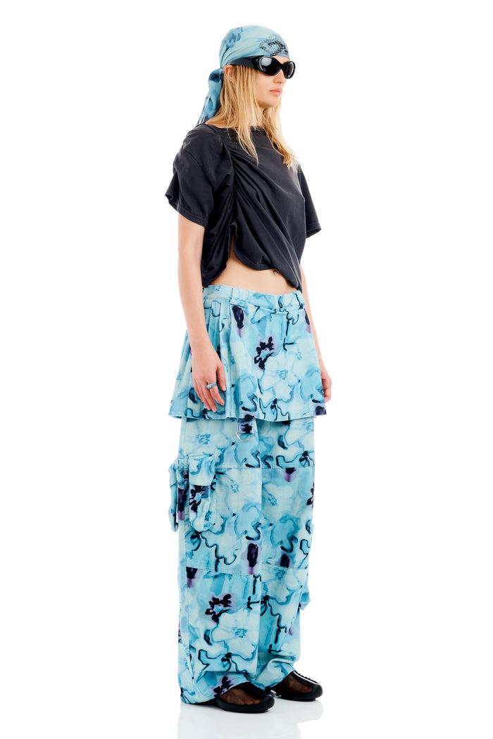 Collina Strada SKY WATERCOLOR FLORAL LAWN SKIRT CARGO PANT