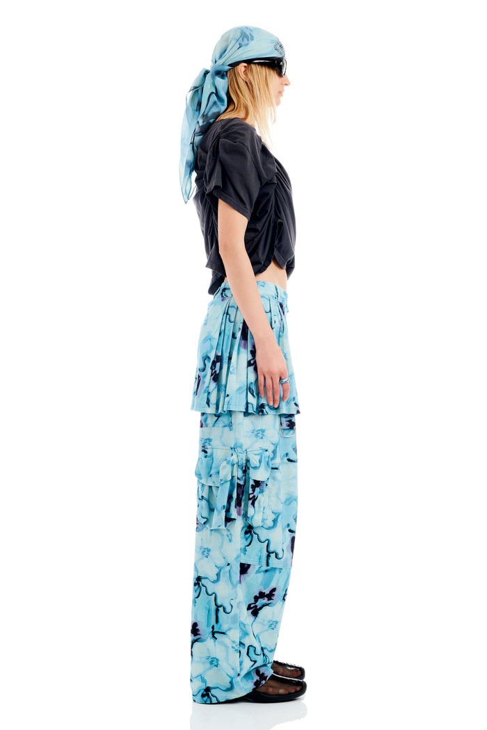 Collina Strada SKY WATERCOLOR FLORAL LAWN SKIRT CARGO PANT