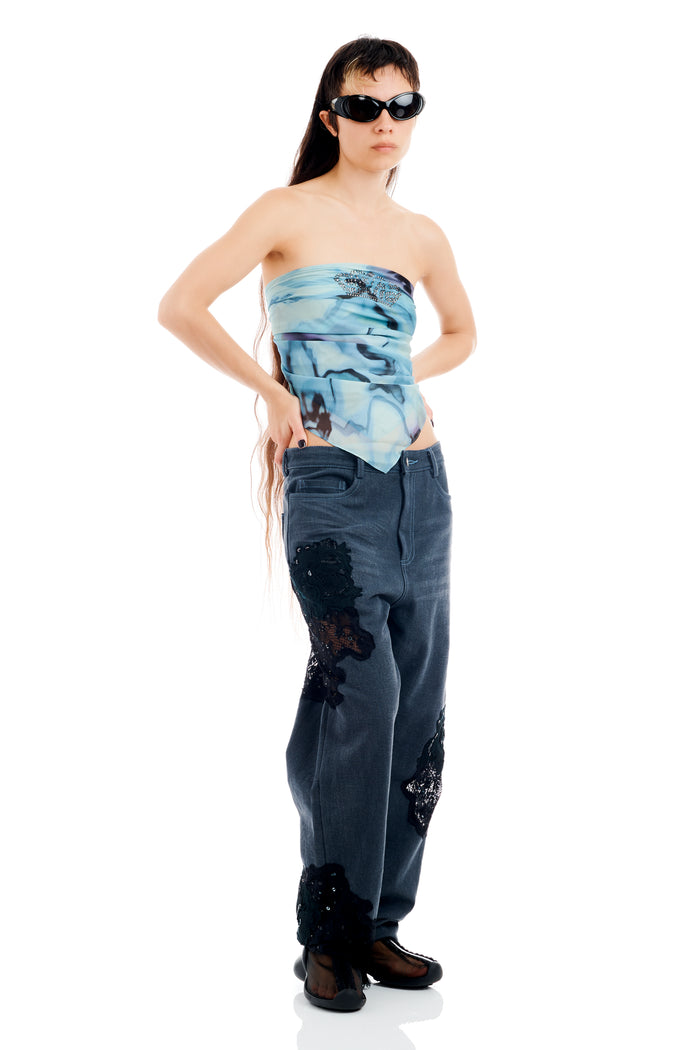 Collina Strada SKY WATERCOLOR FLORAL PRINCESS FOULARD SCARF