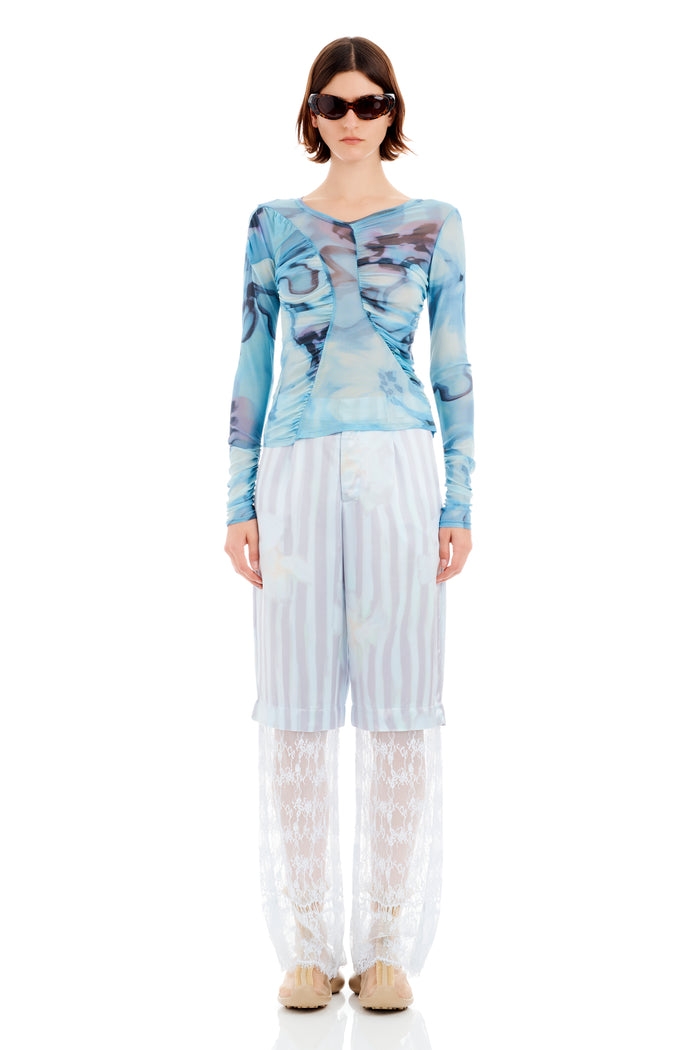 Collina Strada SKY WATERCOLOR FLORAL SERPENTINE L/S TOP