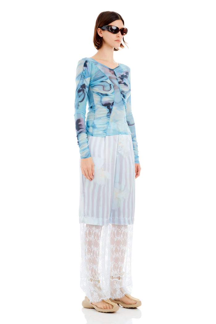 Collina Strada SKY WATERCOLOR FLORAL SERPENTINE L/S TOP