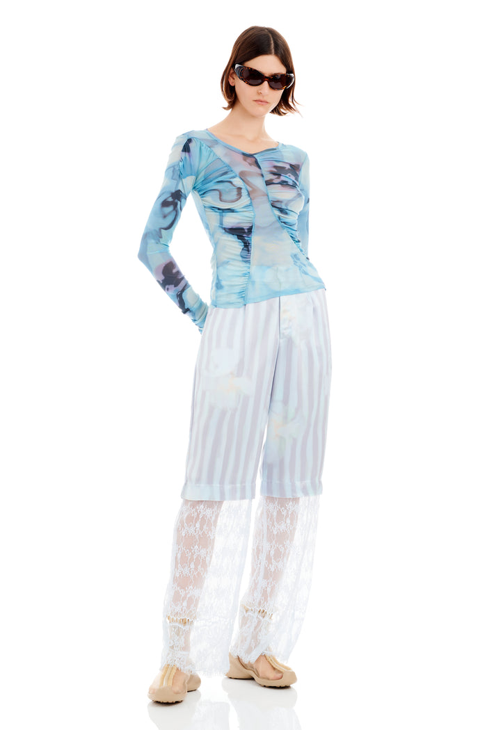 collina strada SKY WATERCOLOR FLORAL SERPENTINE L/S TOP