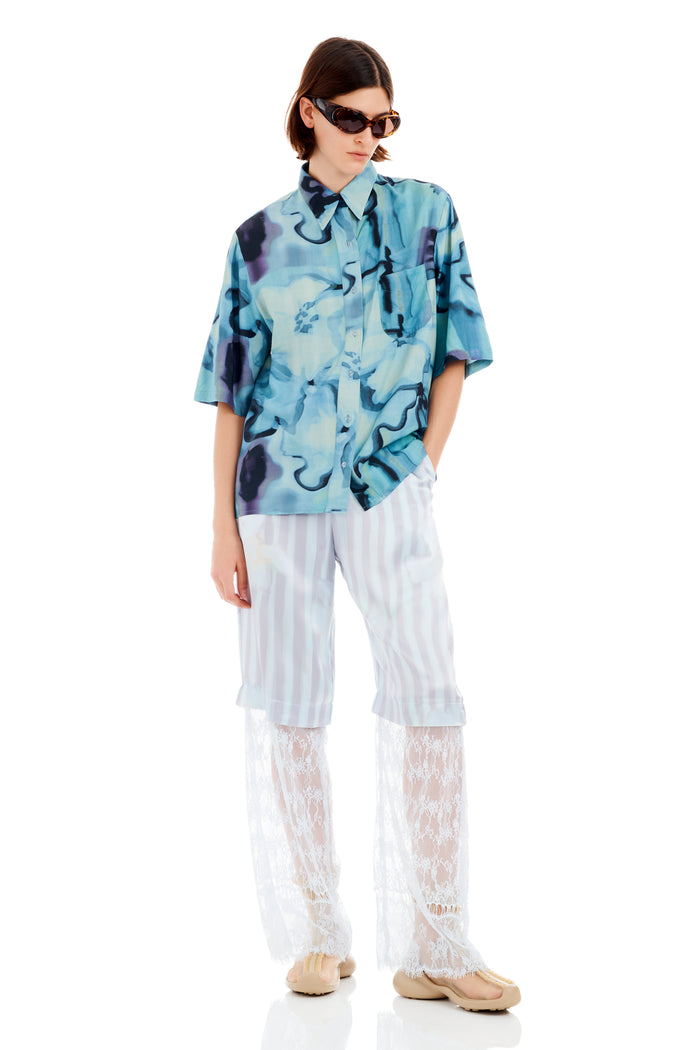 Collina Strada SKY WATERCOLOR FLORAL SUNNY BUTTON UP