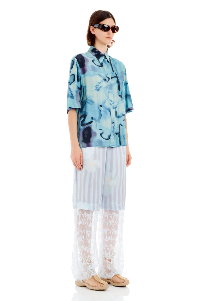 Collina Strada SKY WATERCOLOR FLORAL SUNNY BUTTON UP