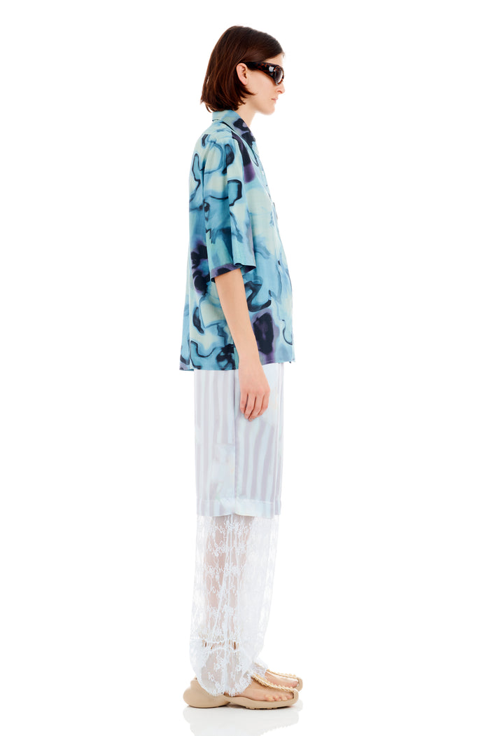Collina Strada SKY WATERCOLOR FLORAL SUNNY BUTTON UP