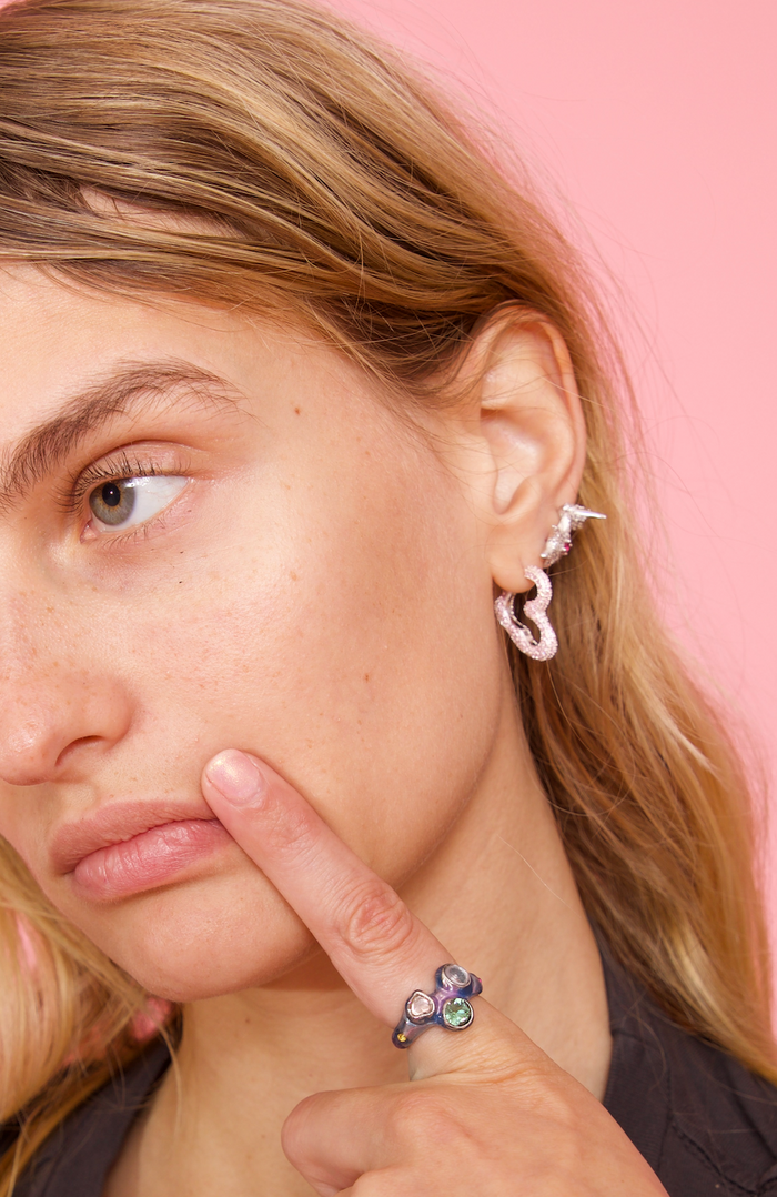 Collina Strada SOFT PINK CLEAR RHINESTONE HORN STUDS