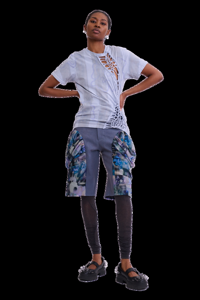 Collina Strada STORM BLUE FLOWER STRIPE TOSH TEE SMALL