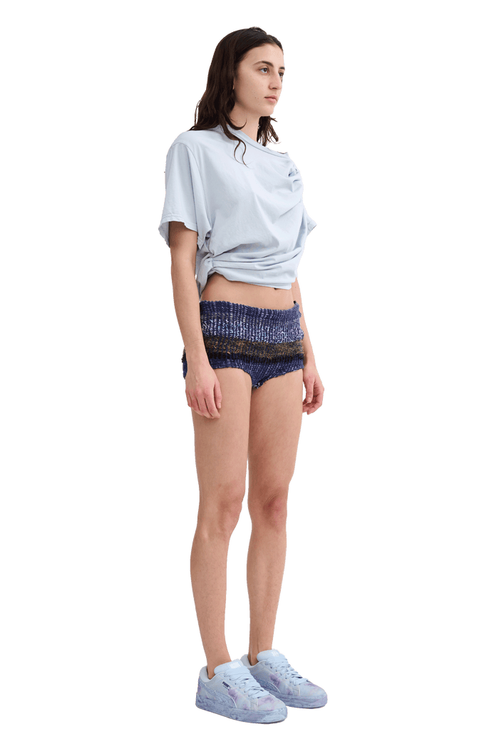 Collina Strada VITELLI PURPLE PLAID TAP SHORTS MEDIUM