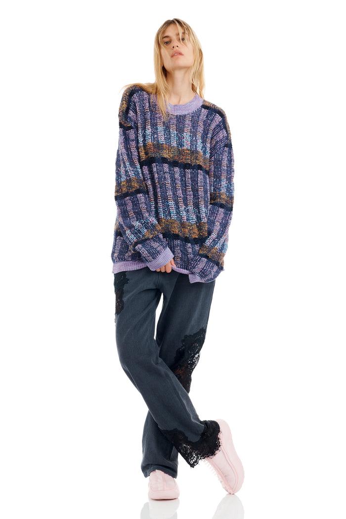 Collina Strada VITELLI PURPLE PLAID WOOLLY SWEATER X SMALL