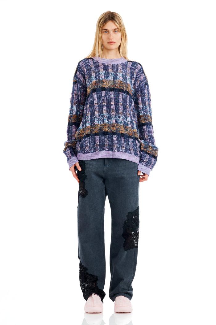 collina strada VITELLI PURPLE PLAID WOOLLY SWEATER X SMALL