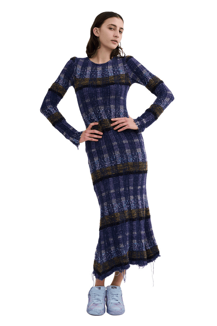 Collina Strada VITELLI PURPLE PLAID YURI DRESS X SMALL