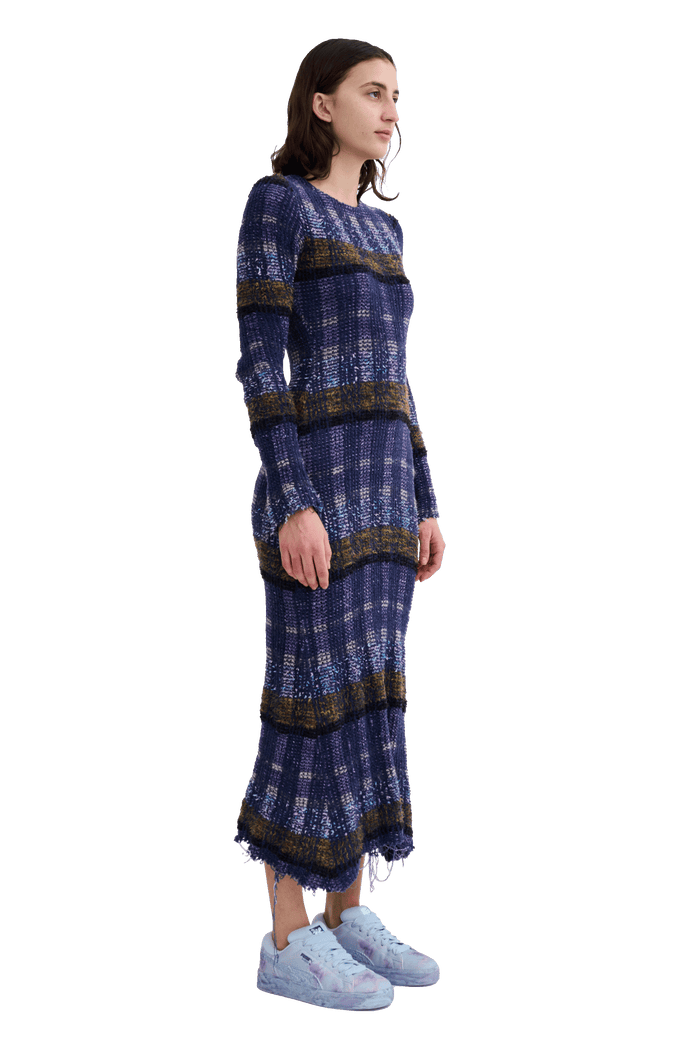 Collina Strada VITELLI PURPLE PLAID YURI DRESS X SMALL