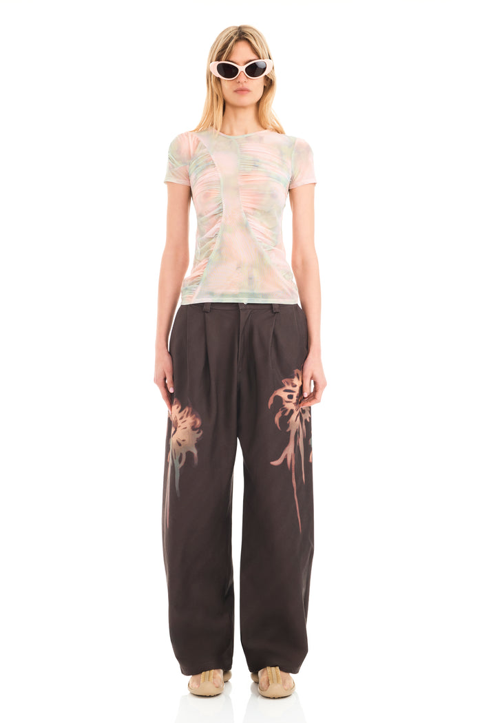 Collina Strada WASHED DAISY PLAID SERPENTINE S/S TOP