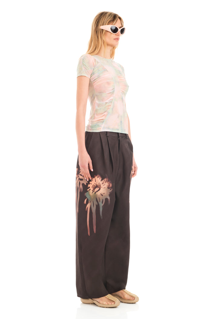 Collina Strada WASHED DAISY PLAID SERPENTINE S/S TOP