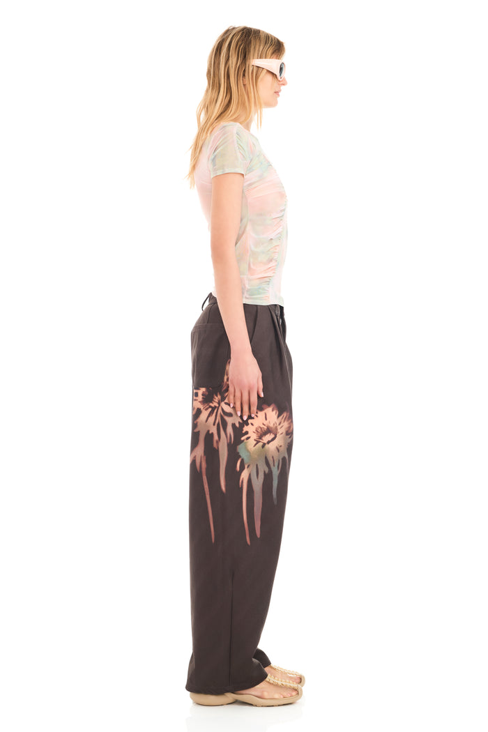 Collina Strada WASHED DAISY PLAID SERPENTINE S/S TOP