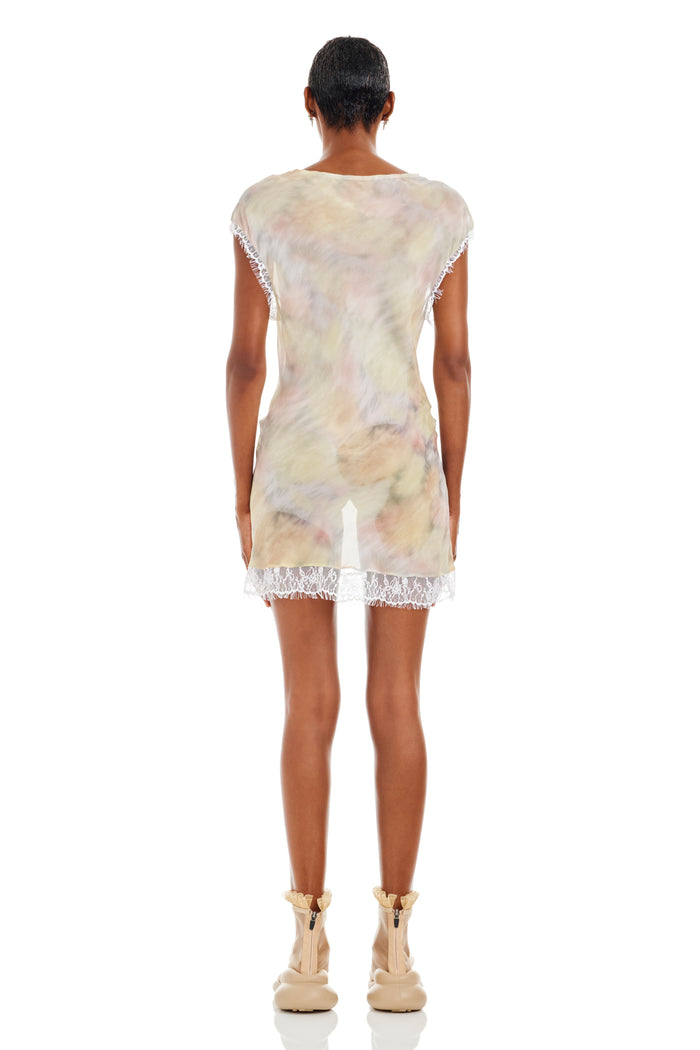 Collina Strada WASHED OCEAN FLOWERS WATERLILY MINI DRESS