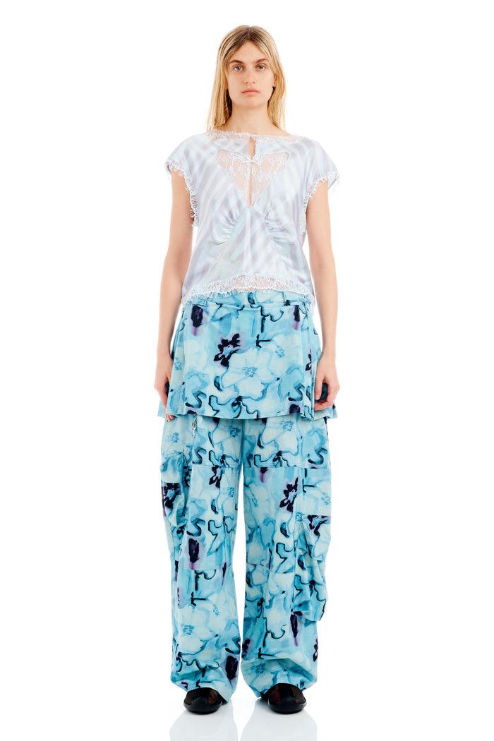 collina strada WASHED WAVY NAVY FLOWER STRIPE WATERLILY TOP