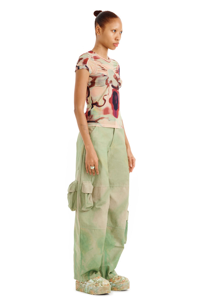 Collina Strada WATERCOLOR FLORAL ARC S/S TOP XSMALL