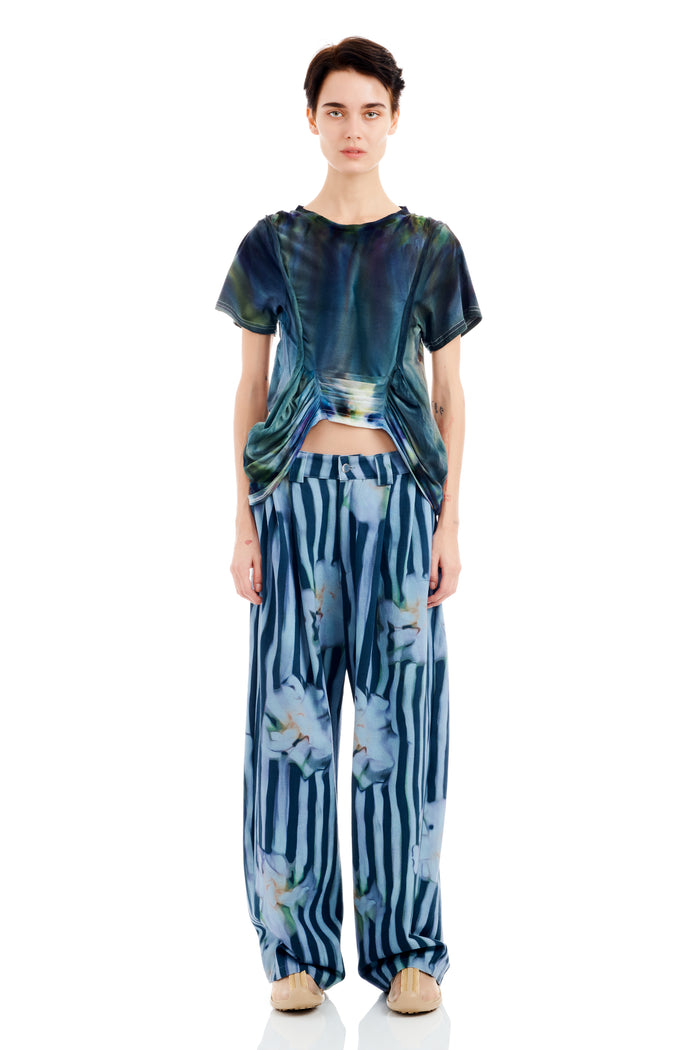 Collina Strada WAVY NAVY FLOWER STRIPE CATCHFLY PANT