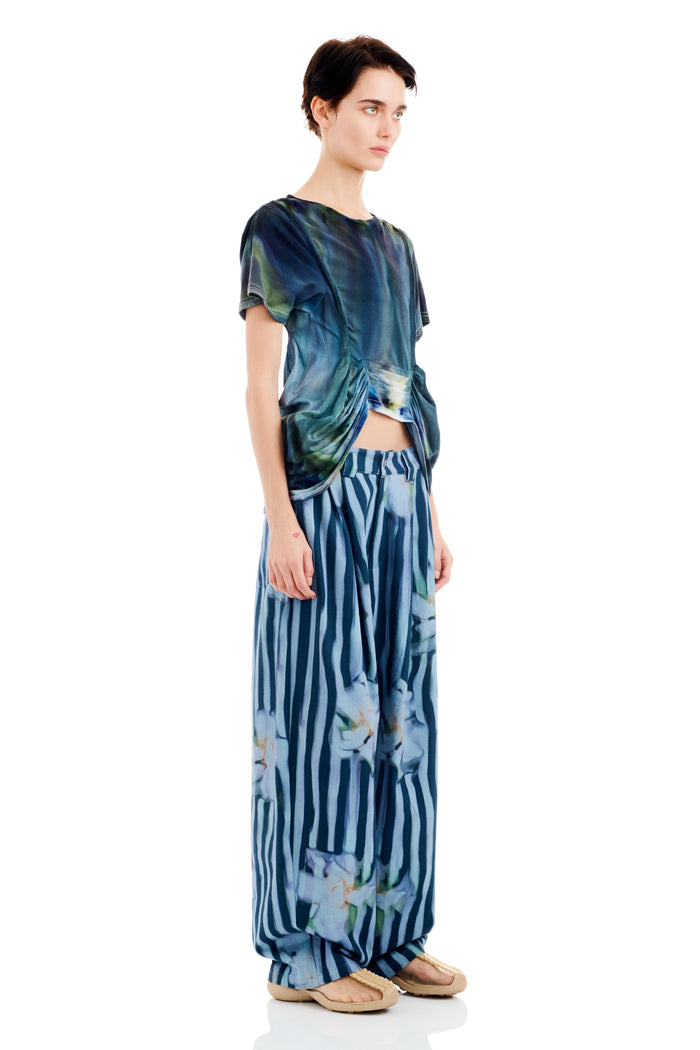 Collina Strada WAVY NAVY FLOWER STRIPE CATCHFLY PANT