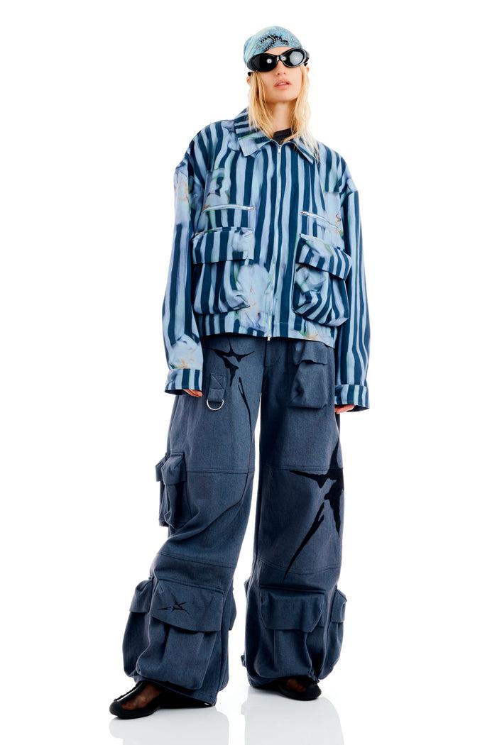 collina strada WAVY NAVY FLOWER STRIPE NASH JACKET SMALL