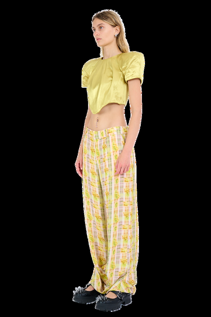 Collina Strada YELLOW BOXER PLAID DANTE TROUSER X SMALL
