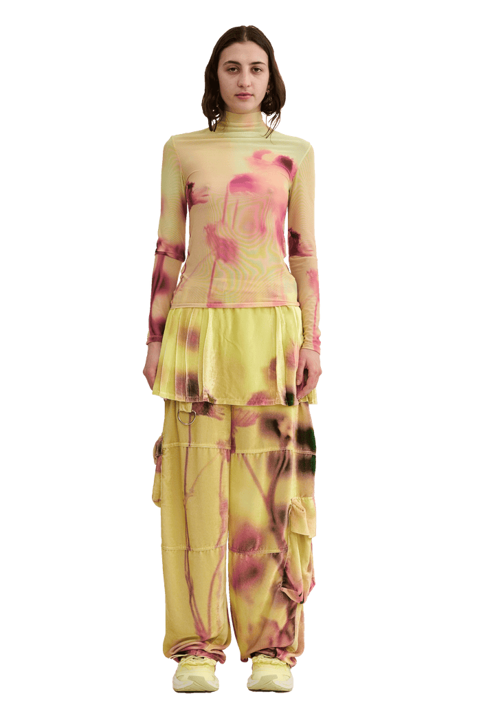 collina strada YELLOW MEADOW PLAID LAWN SKIRT CARGO PANT MEDIUM