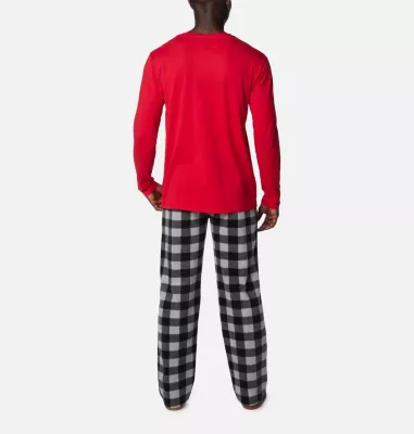 Columbia Men's Bear Pajamas Set MT Red Buffalo Graphic