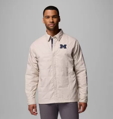 columbia Men's Collegiate Campus Roam™ Quilted Shirt Jacket - Michigan UM - Dark Stone