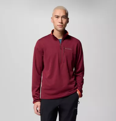 columbia Men's Essential Hike™ Grid Fleece Half Zip Jacket Rich Wine