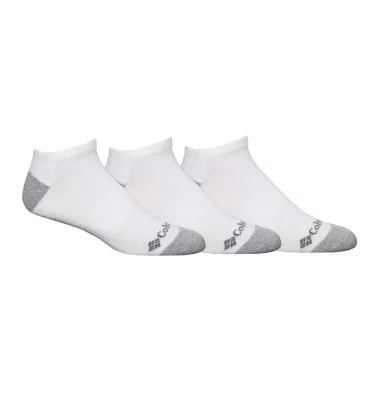 columbia Men's Half Cushion No-Show Socks - 3 Pack White w/ Contrast Heel & Toe