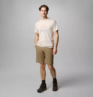 Columbia Men's Kwick Hike™ Graphic Short Sleeve T-Shirt Dark Stone Heather Peaked Lifestyle
