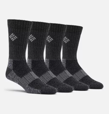 columbia Men's Moisture Control Basic Crew Socks - 4 Pack Black