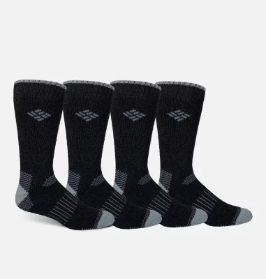 columbia Men's Moisture Control Check Crew Socks - 4 Pack Black