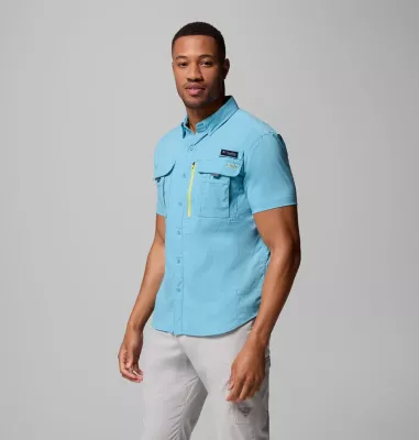 columbia Men's PFG Bahama™ Elite Short Sleeve Shirt Vintage Blue