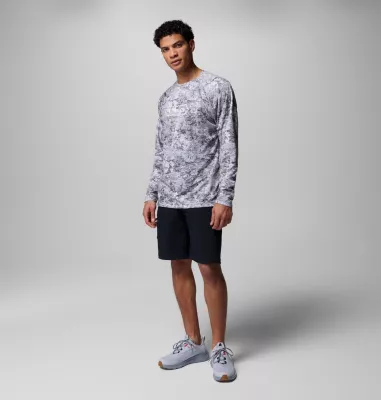 Columbia Men's PFG Super Solar Stream™ Border Hex Long Sleeve Shirt Cool Grey Tejas