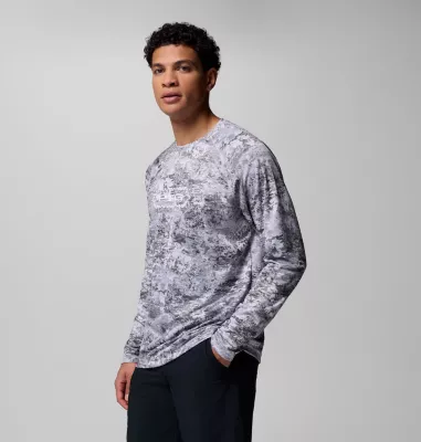 Columbia Men's PFG Super Solar Stream™ Border Hex Long Sleeve Shirt Cool Grey Tejas