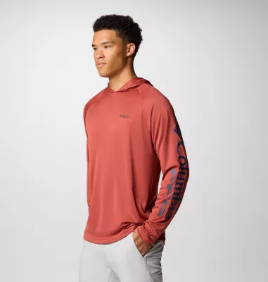 Columbia Men's PFG Terminal Tackle™ Hoodie Dusty Crimson Nocturnal Logo