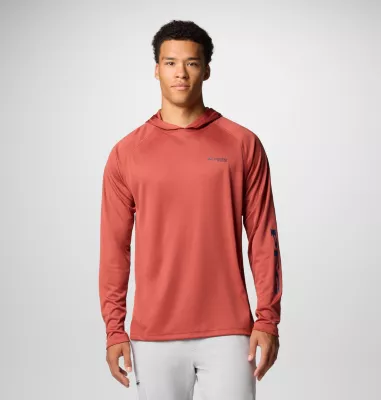 columbia Men's PFG Terminal Tackle™ Hoodie Dusty Crimson Nocturnal Logo