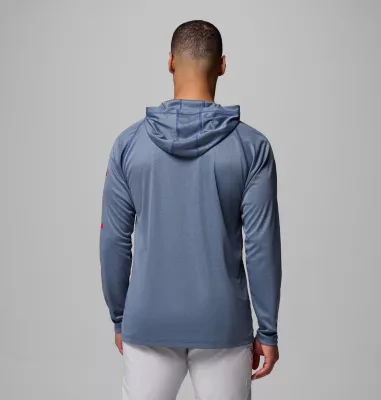 Columbia Men's PFG Terminal Tackle™ Hoodie - Tall Carbon Heather Red Spark Logo