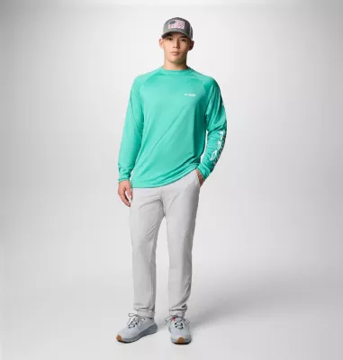 Columbia Men's PFG Terminal Tackle™ Long Sleeve Shirt Glaze Green White Logo