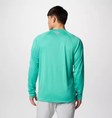 Columbia Men's PFG Terminal Tackle™ Long Sleeve Shirt Glaze Green White Logo