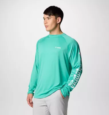 Columbia Men's PFG Terminal Tackle™ Long Sleeve Shirt Glaze Green White Logo